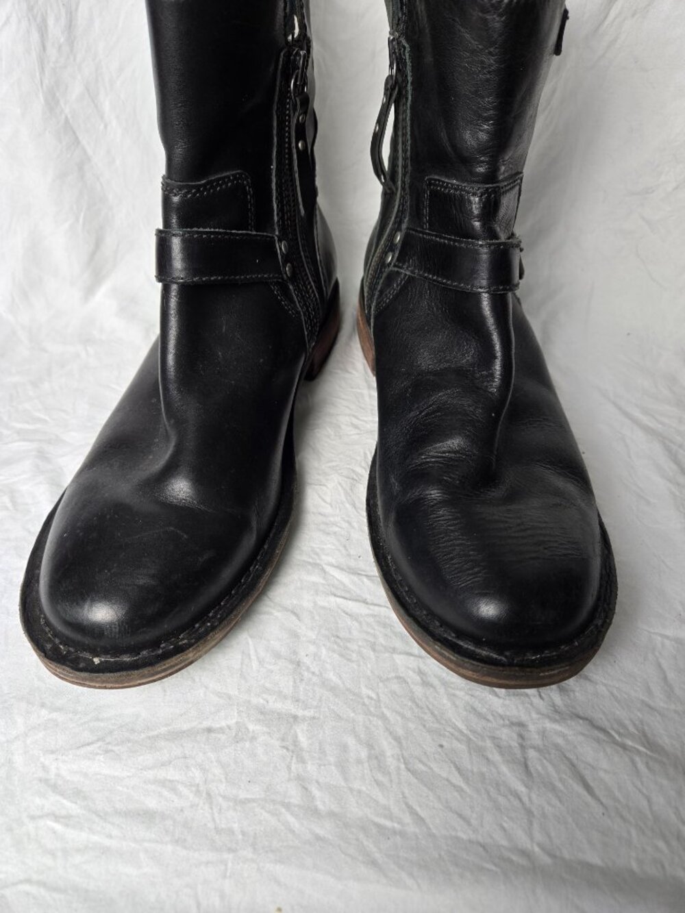 UGG Black Leather Moto Harness Buckle Ankle Boots Women’s 11 - Picture 7 of 12